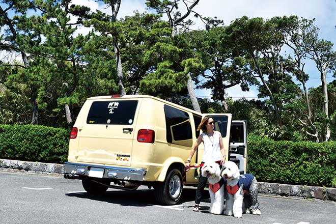 大きなワンチャンを連れたオーナーとラムバン