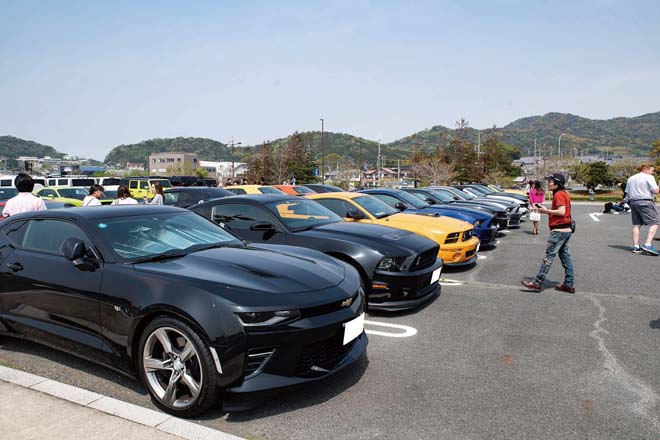 アメ車 とヨーロッパ車 がズラリのウイングオート春の合同ツーリング